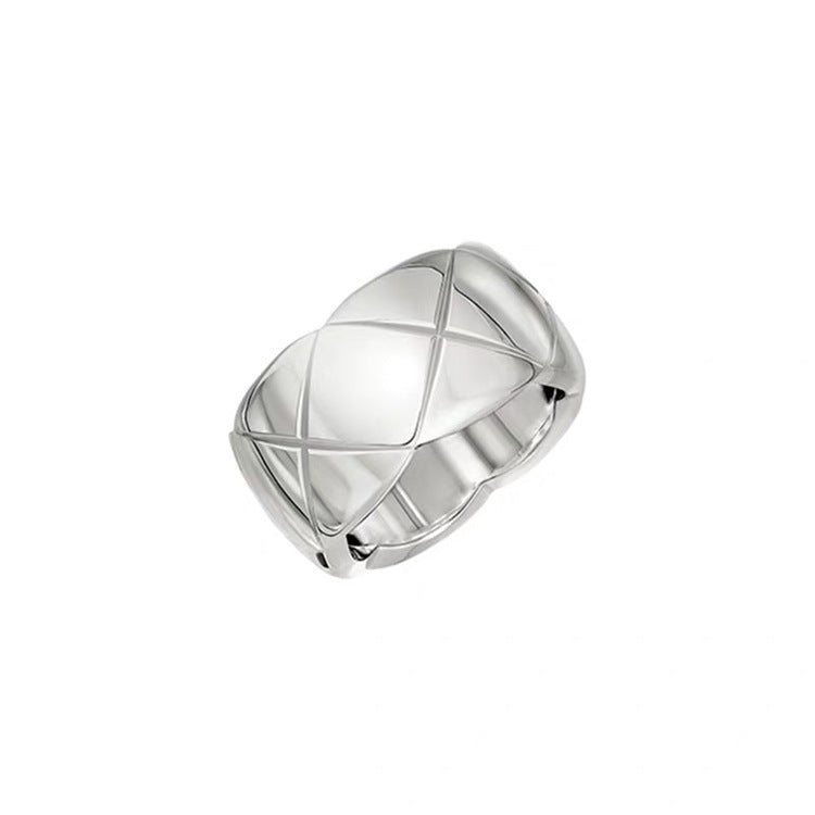 Gold Plated Classic Style Diamond Plaid Female Ring