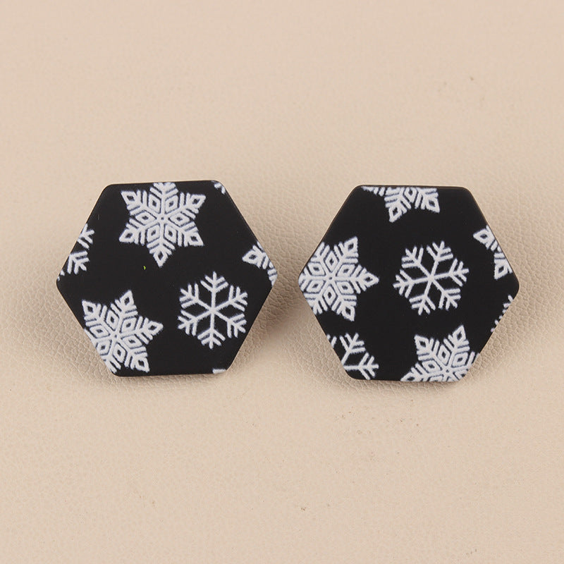 Christmas Hexagon Acrylic Design Sense Eardrops Earrings