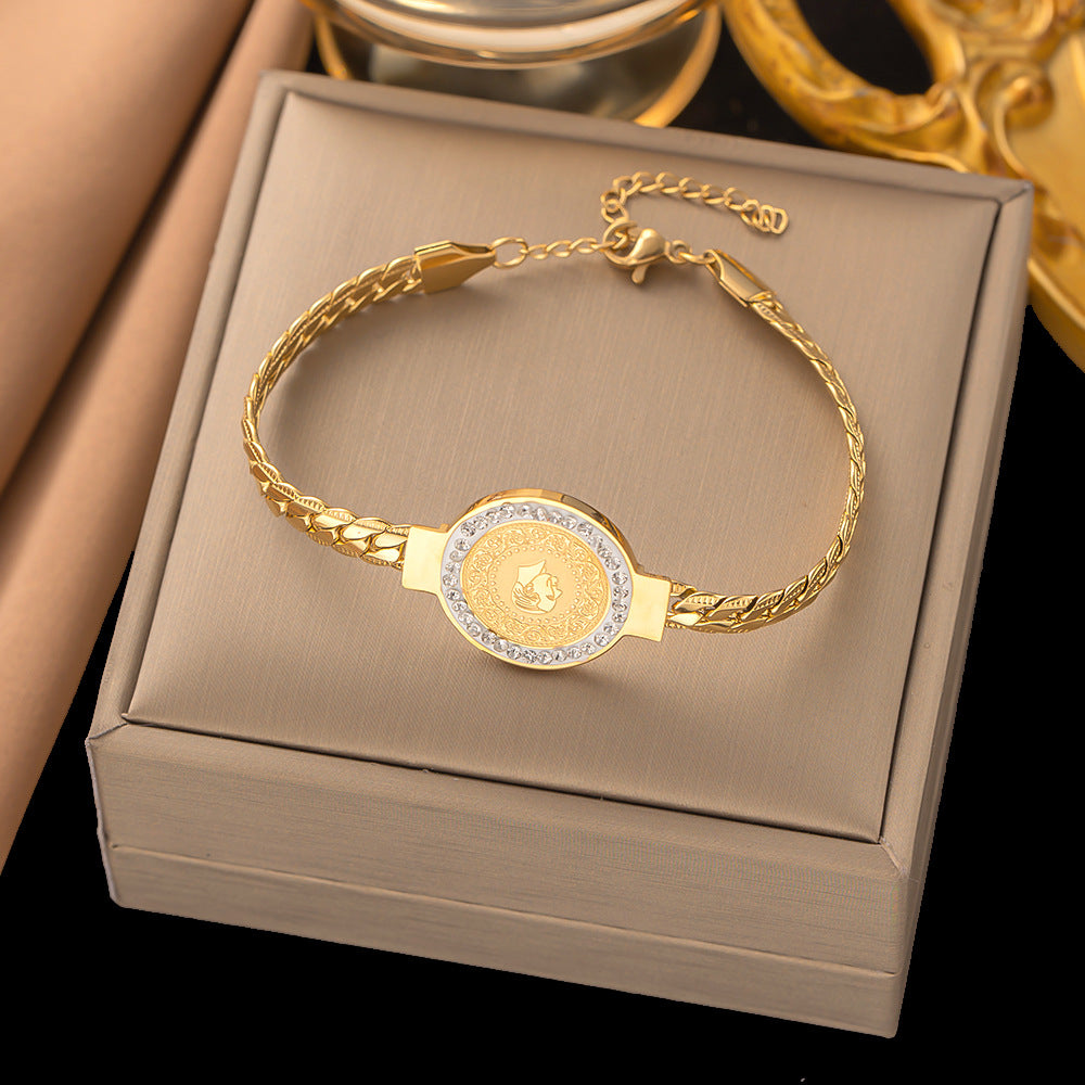 Stainless Steel Female Gold Plated Ornament Bracelets