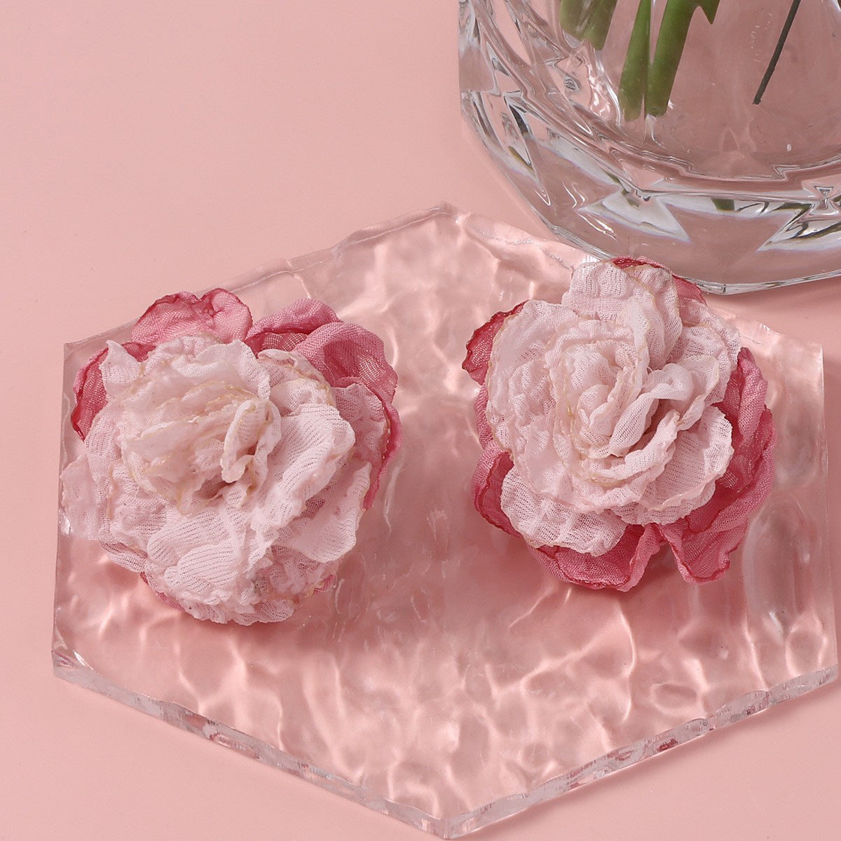 Korean Niche Design Artificial Flower Cloth Earrings