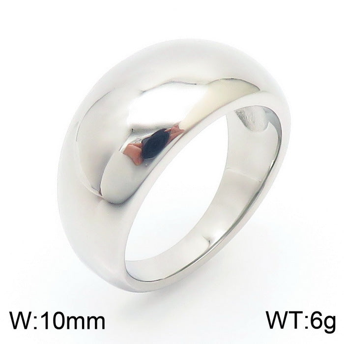 Women's & Men's Arc Top Large Glossy Titanium Steel Rings