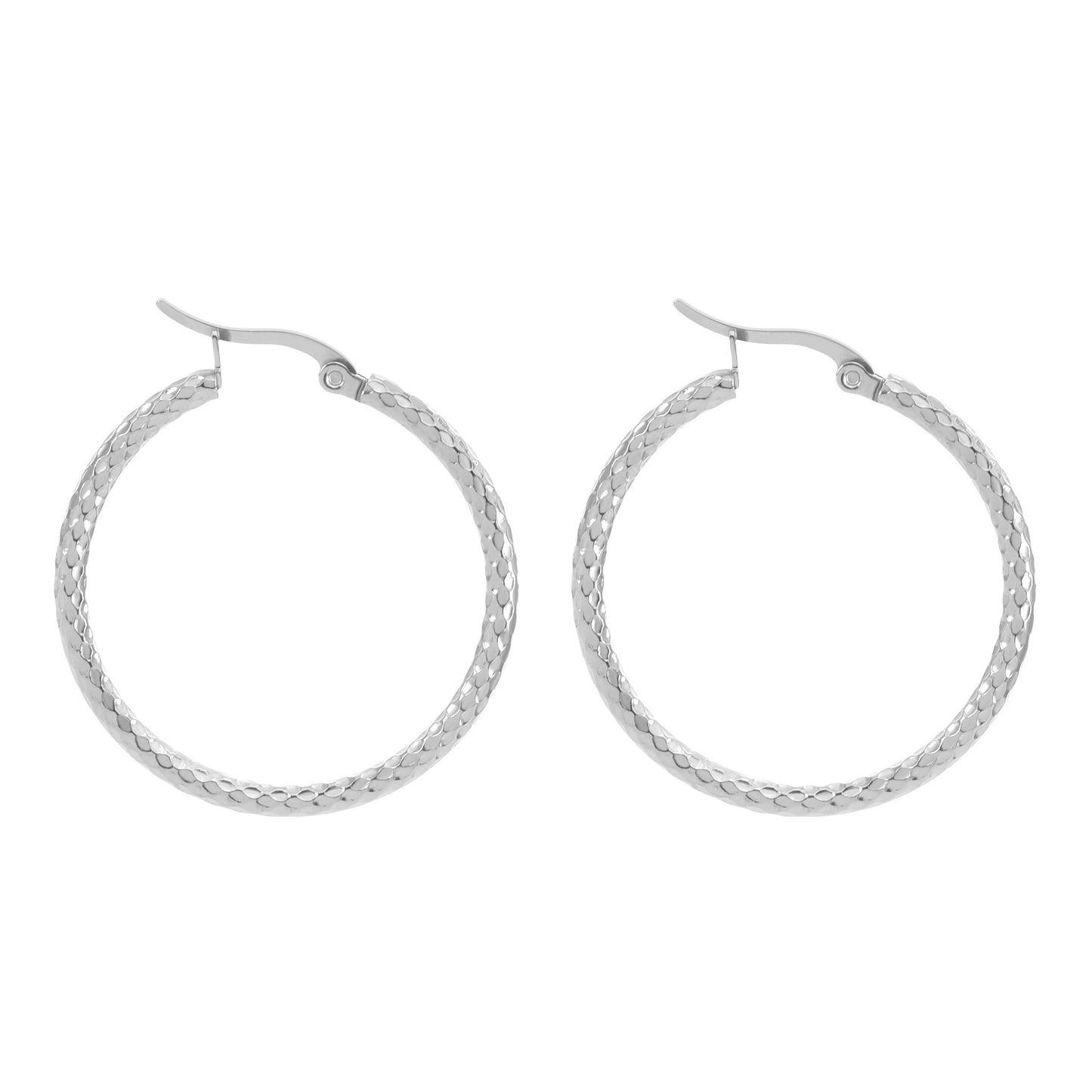 Women's Gold-plated Dense Emboss Round High-grade Titanium Steel Earrings