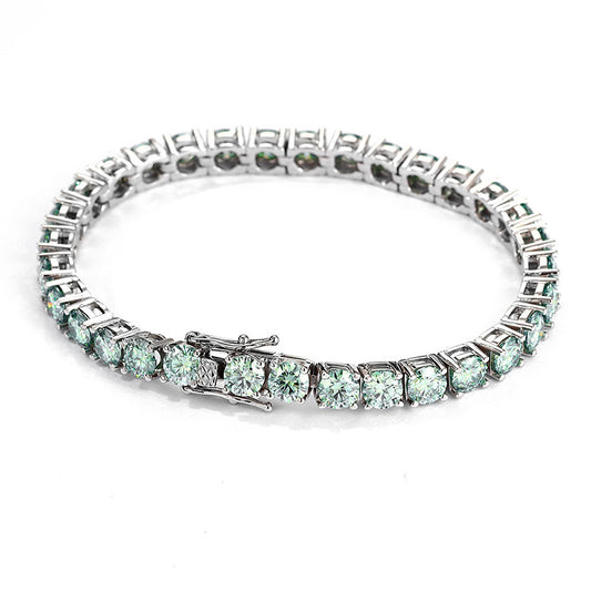 Women's Karat Dark Green Diamond Couple Sier Design Bracelets