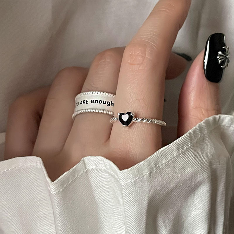 Women's Letters Fashion Elegant Sier Simple Loving Rings