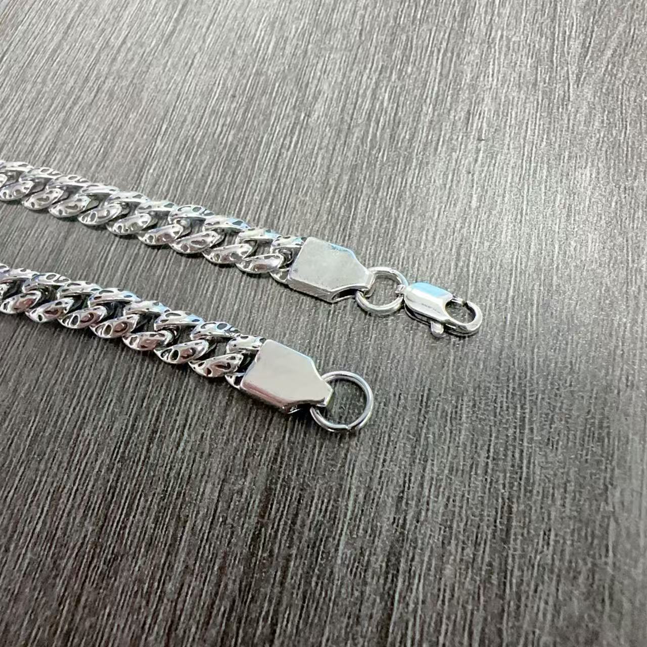 Men's Link Chain Versatile Personality Hammered Flat Snake Vintage Thai Bracelets