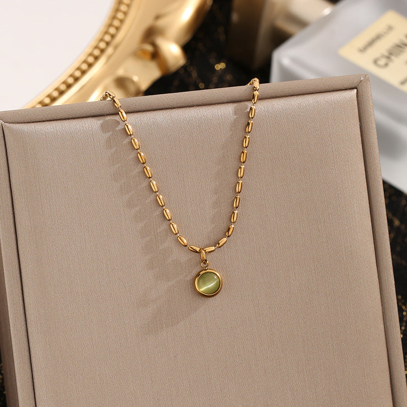Women's Gold Rice Design For Light Luxury High-grade Aventurine Necklaces