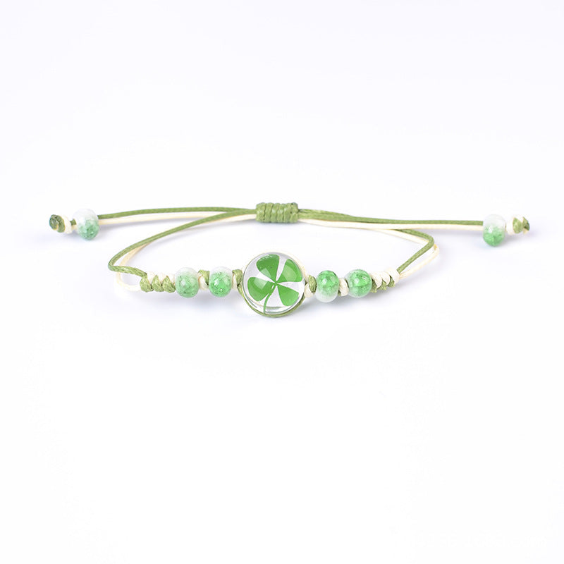 Ornament Four-leaf Clover Scenic Spot Dried Flower Bracelets