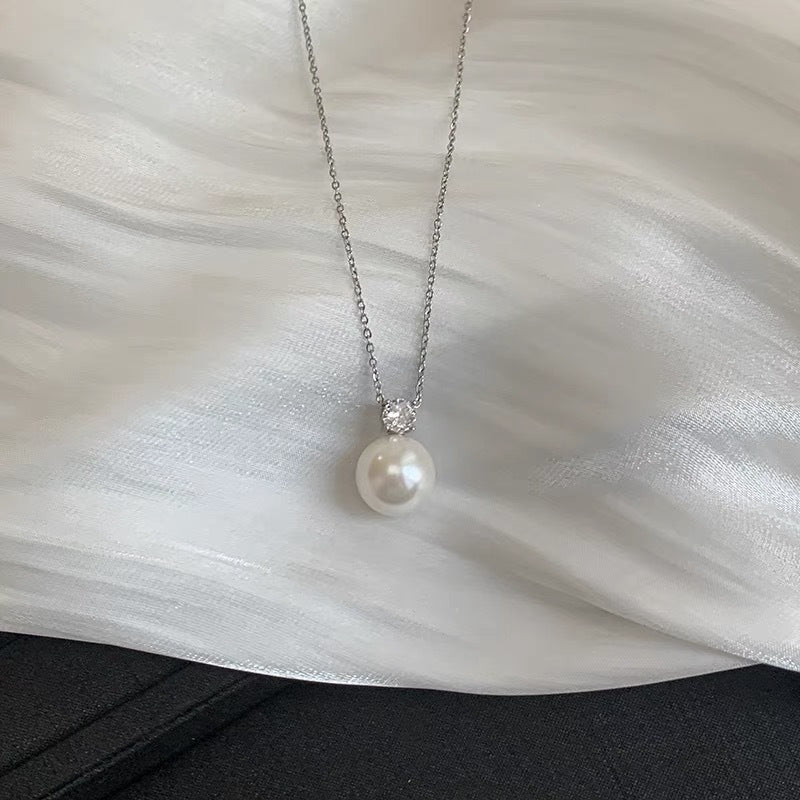 Circle Pearl Zircon Female Niche Sweater Necklaces