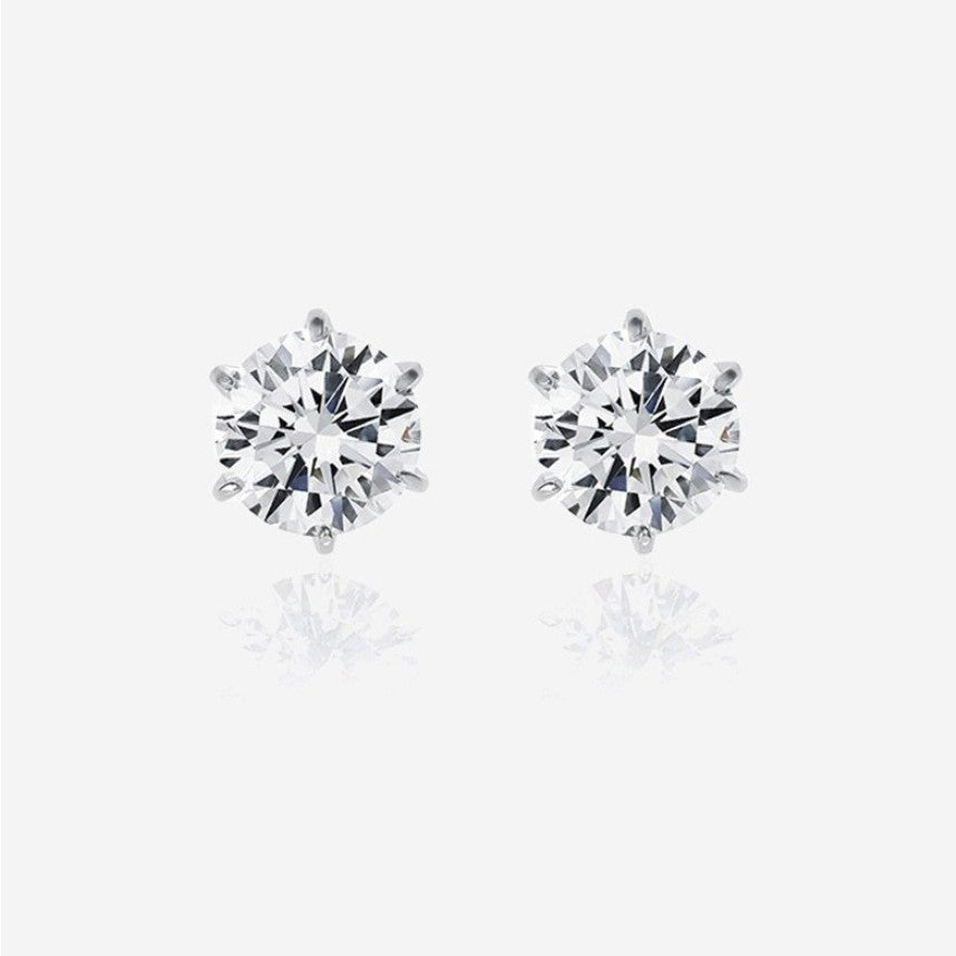 Style Sier Round Hard Support Zircon Earrings
