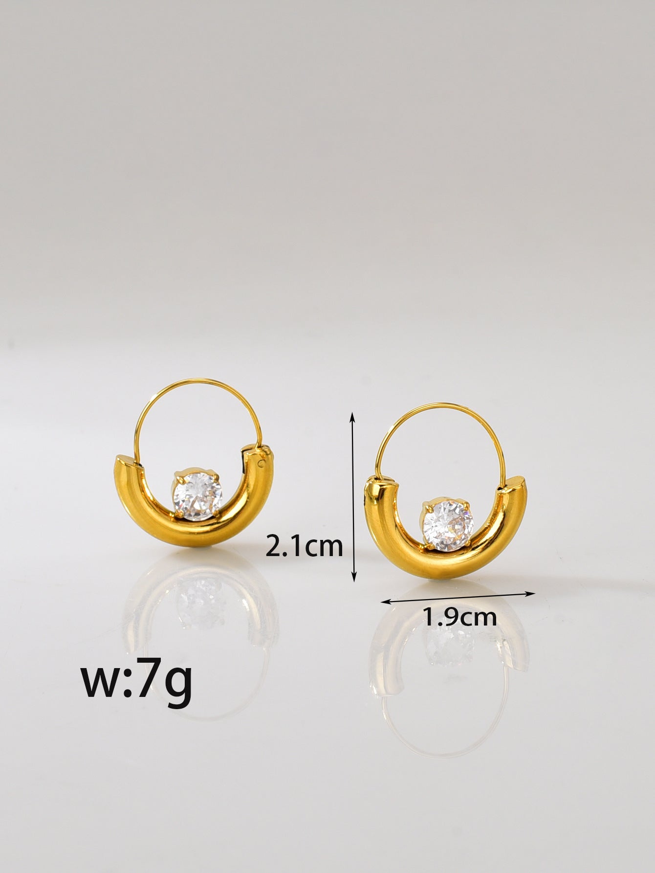 Fashion Gold Stainless White Zircon Design Earrings