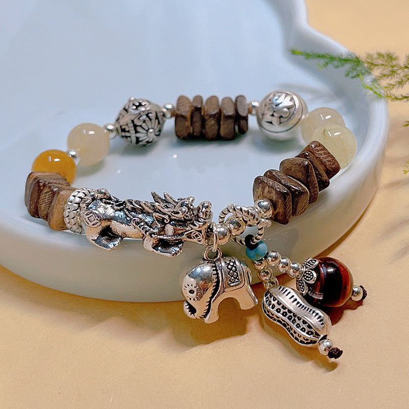 Women's & Men's Retro Ethnic Style Agate Ox Bone Rosary Bracelet