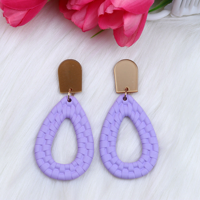 Women's Woven Pattern Drop-shaped Hollow Ear Acrylic Earrings