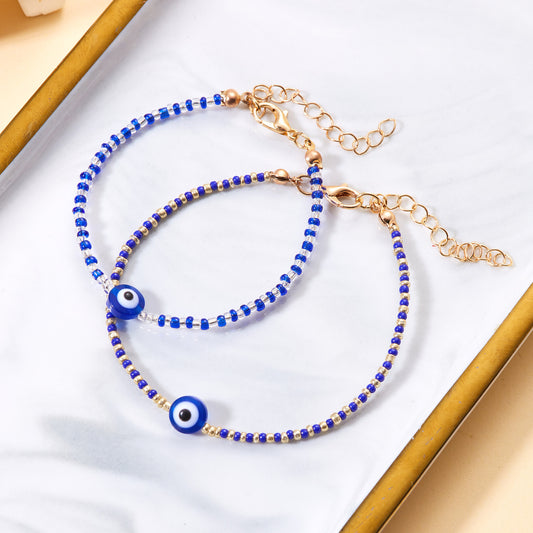 Devil's Eye Blue Eyes Transparent Bead Bracelets