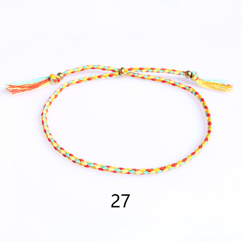 Women's & Men's Colorful Cotton String Friendship Copper Bead Bracelets