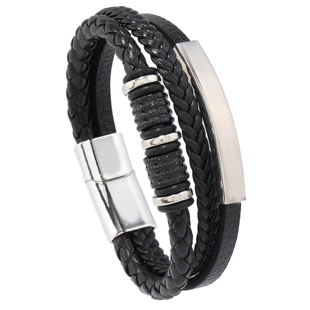 Men's Woven Hand Strap Personality Magnetic Snap Bracelets