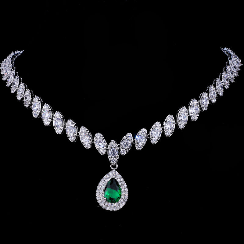Formal Dress Zircon Water Drops Inlaid Jewelry Set