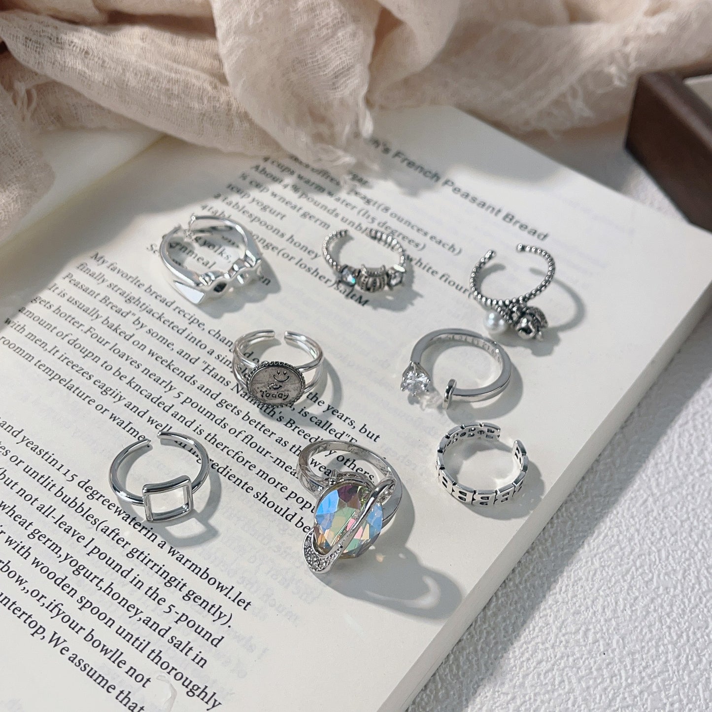 Women's Retro Style Cross With Skull Stitching Open Love Ring