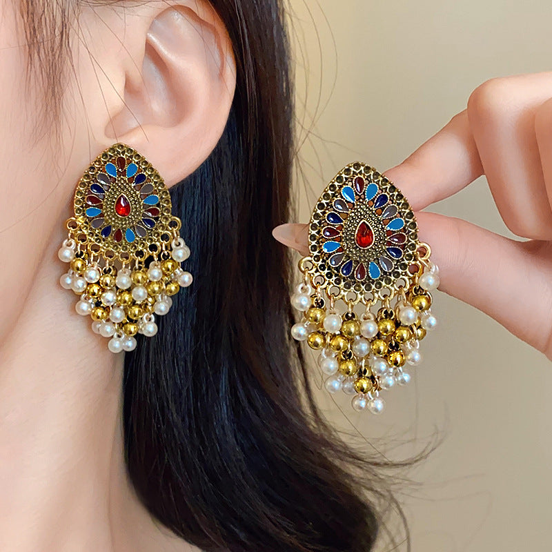 Water Drop Tassel Ethnic Style Chinese Earrings