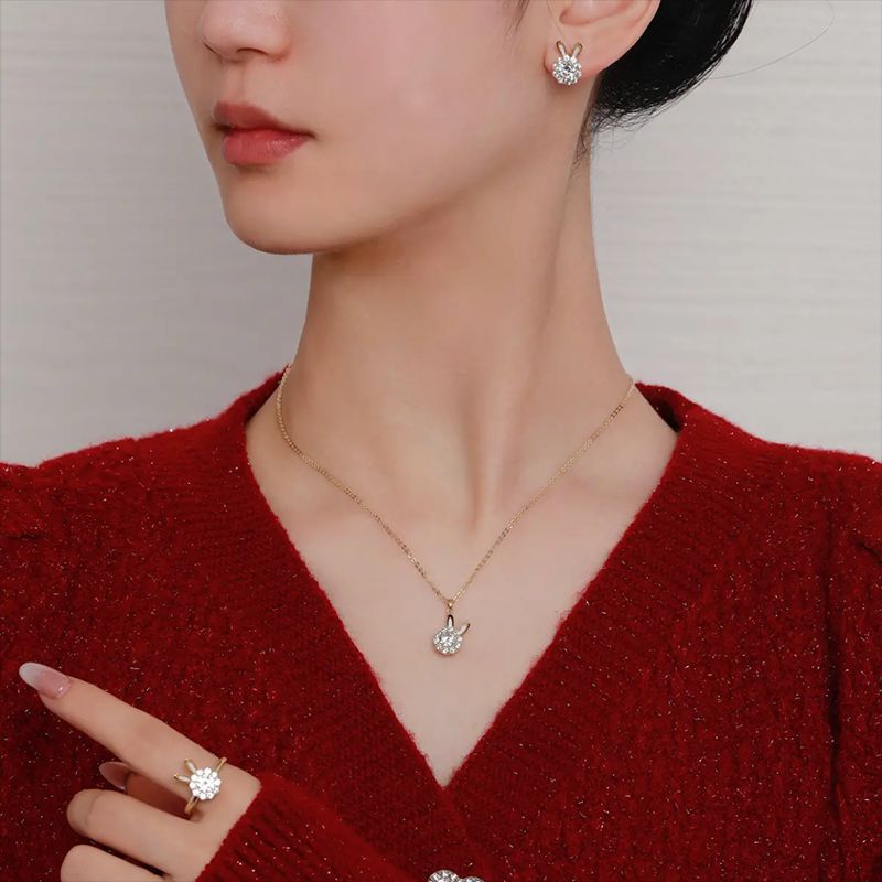 Female Golden Zodiac Life Clavicle Chain Ear Necklaces