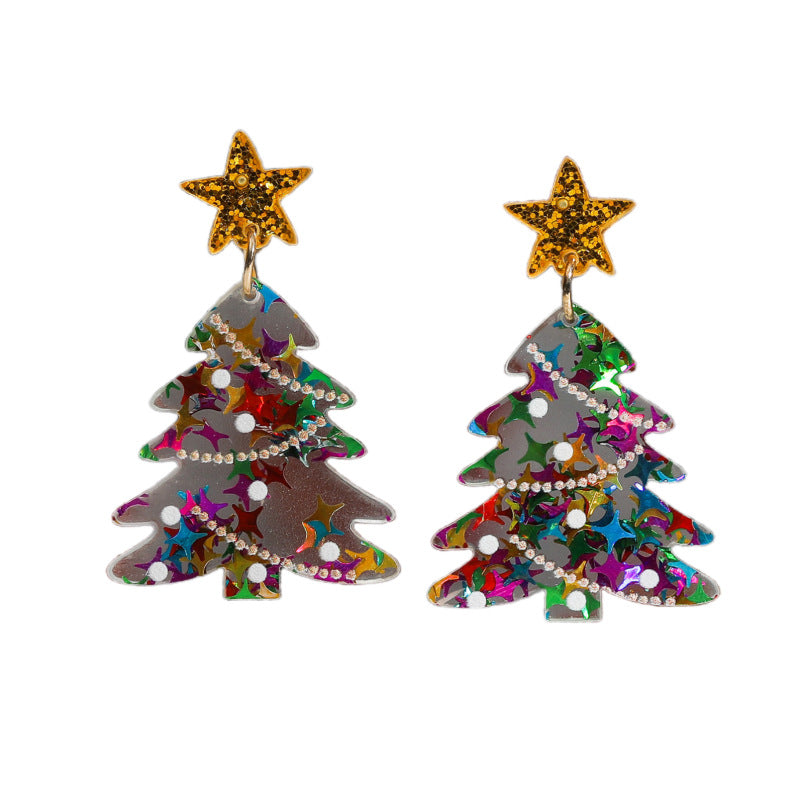 Fashion Sweet Childlike Bell Sequins Tree Earrings