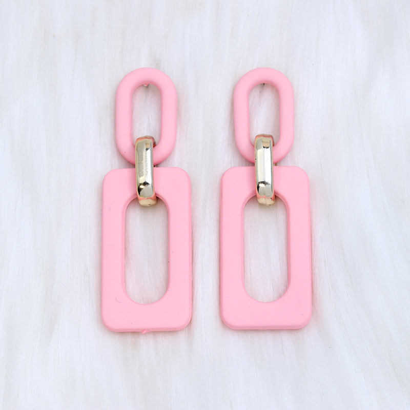 Women's Rectangular Hollow Out Stitching Acrylic Vintage Earrings