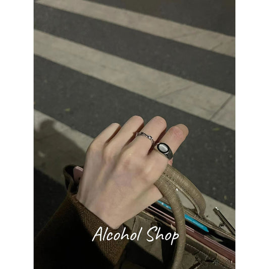 Homemade Sier-plated Opal Minimalist Light Luxury Rings