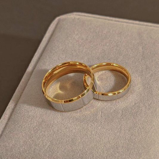 Women's Personalized Gold Simple Titanium Steel Couple Rings