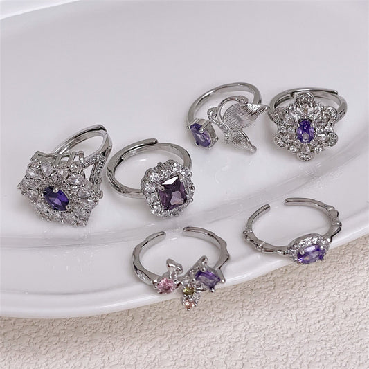 Sweet Colored Gems Fashion French Entry Lux Rings