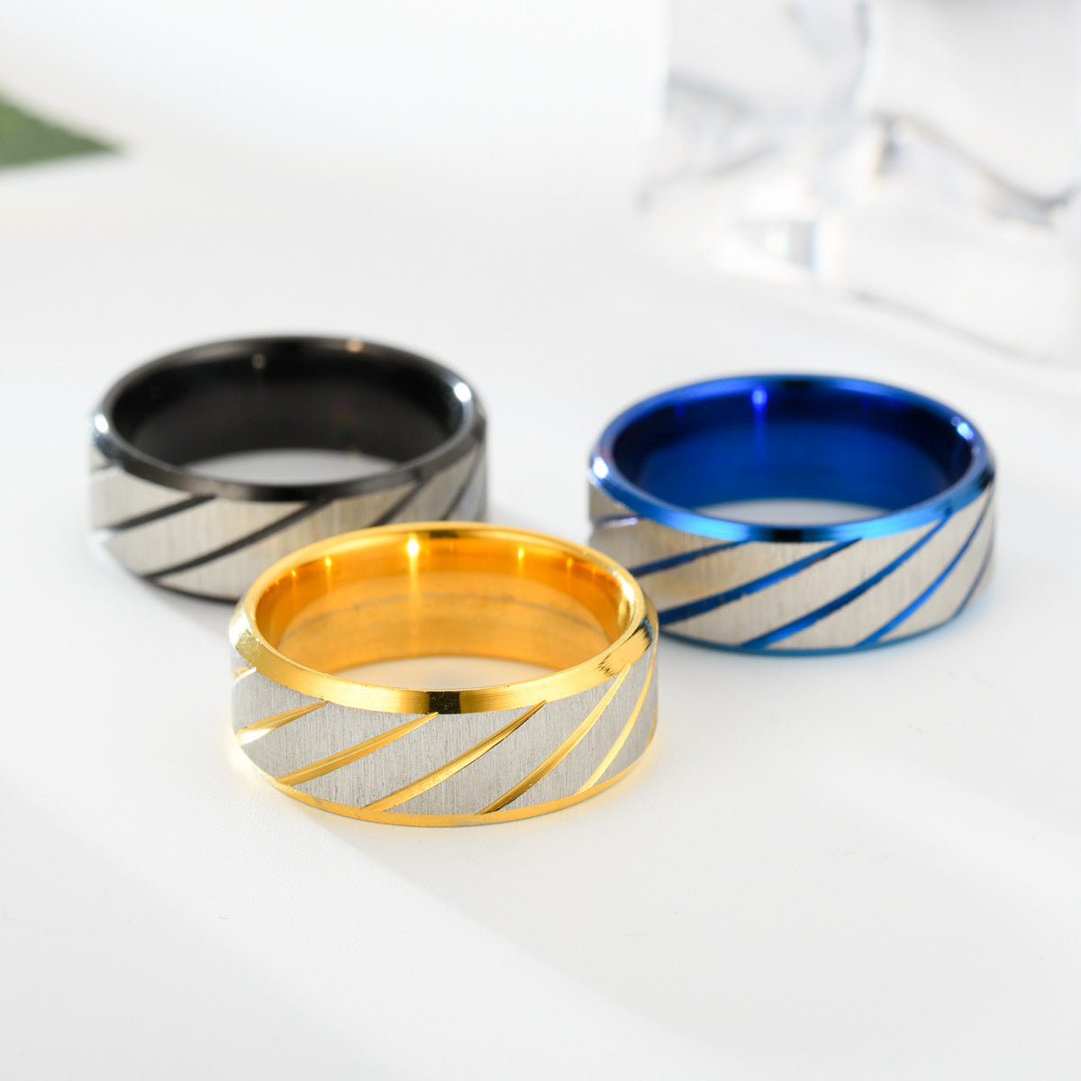 Men's Titanium Steel Pieces Of Flowers Fashion Rings