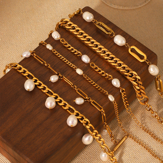Hot Natural Freshwater Pearl Female Feel Figaro Bracelet