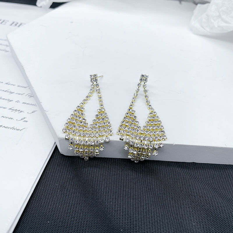 Women's Sier Needle Light Luxury Tassel Banquet Earrings