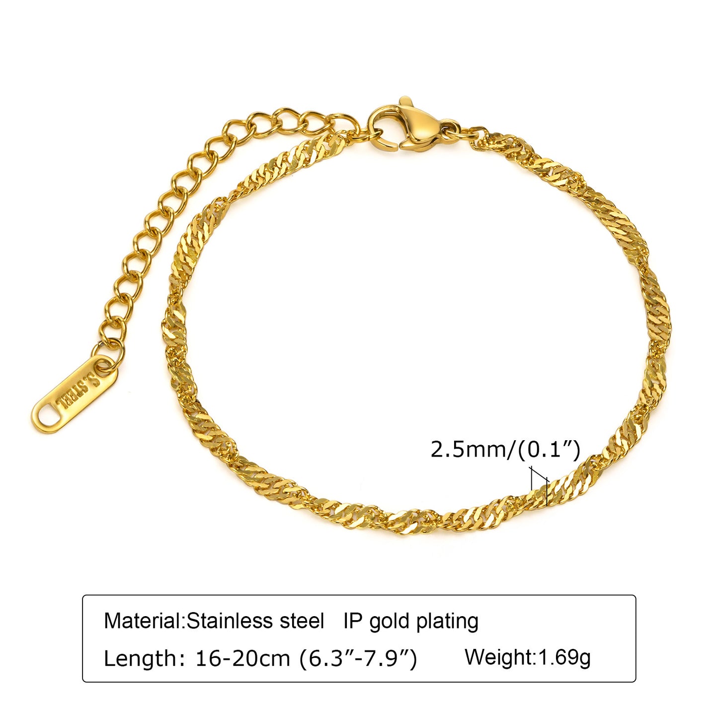 Simple Stainless Steel Golden Twin Fashion Bracelets