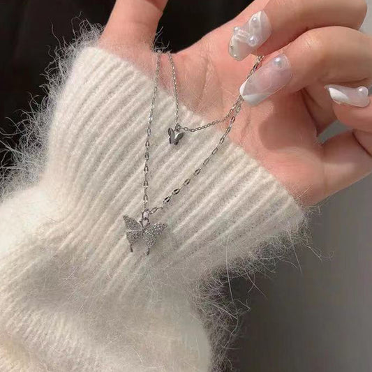 Women's Butterfly Rhinestone Trendy Cold Clavicle Chain Necklaces