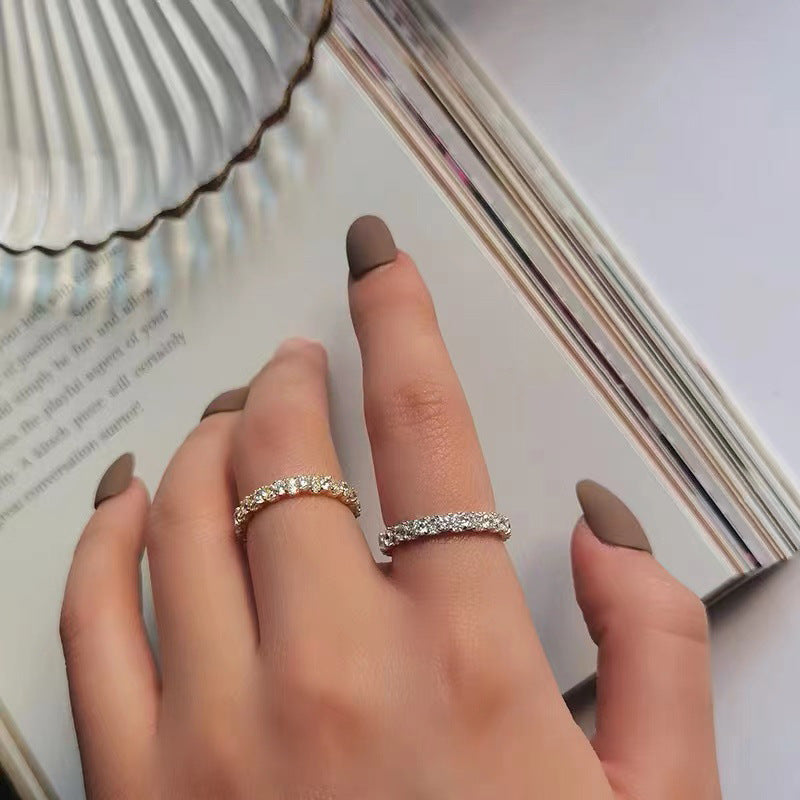 Full Rhinestone Zircon Single Row Index Rings