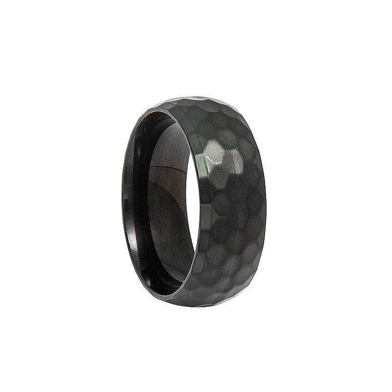 Men's Ornament Stainless Steel Surface Beat Pattern Rings