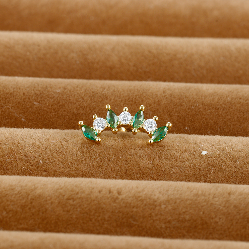 Screw Daisy Green Zircon Cartilage Piercing Earrings