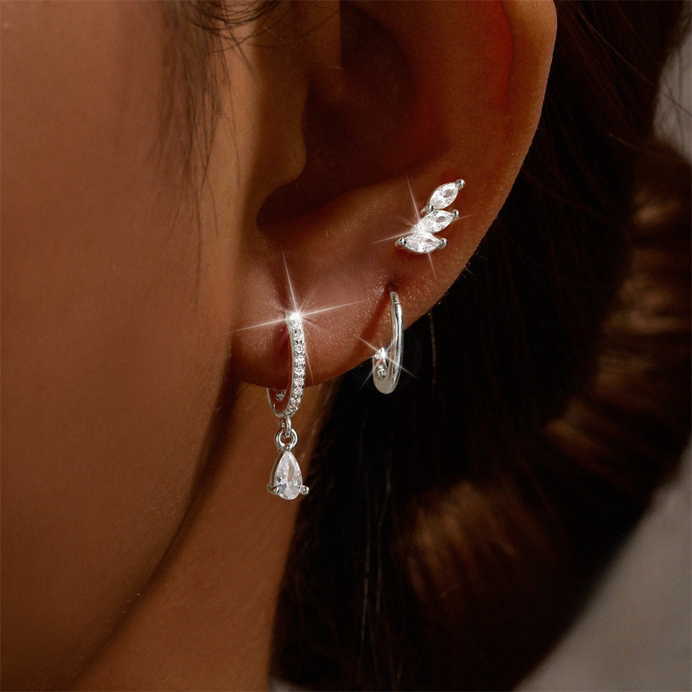 Fashionable Three-piece Set Horse Eye Water Earrings