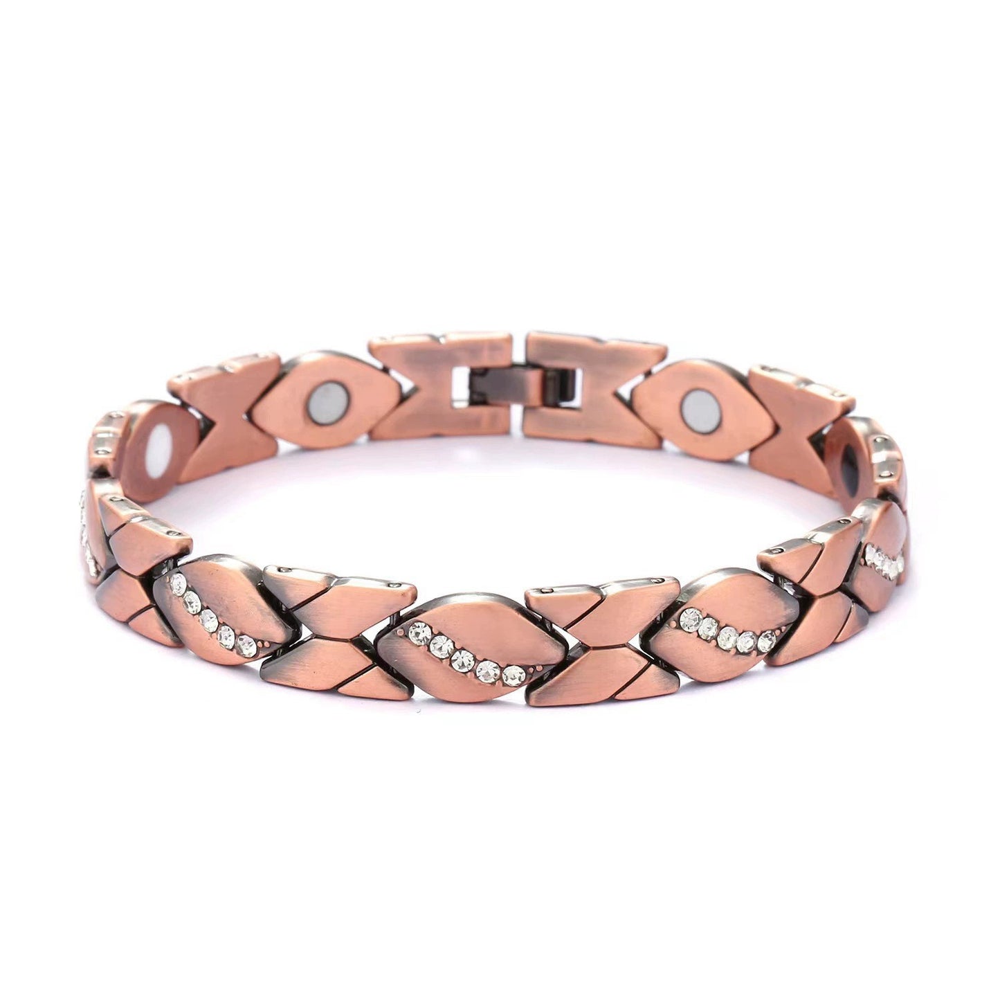 Men's Bronze Magnet Retro Wide Row Full Bracelet