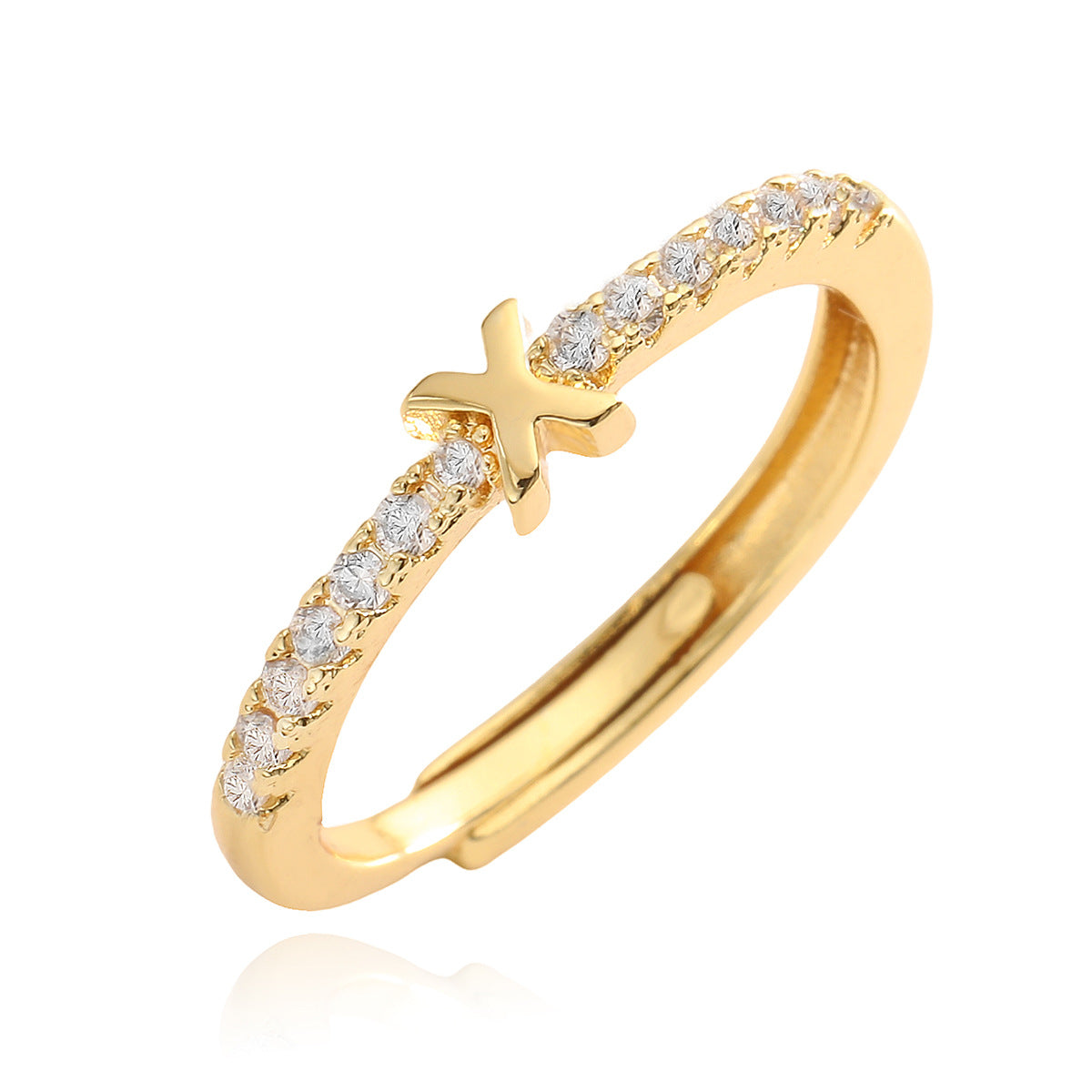 Simple Light Luxury Gold Zircon English Rings