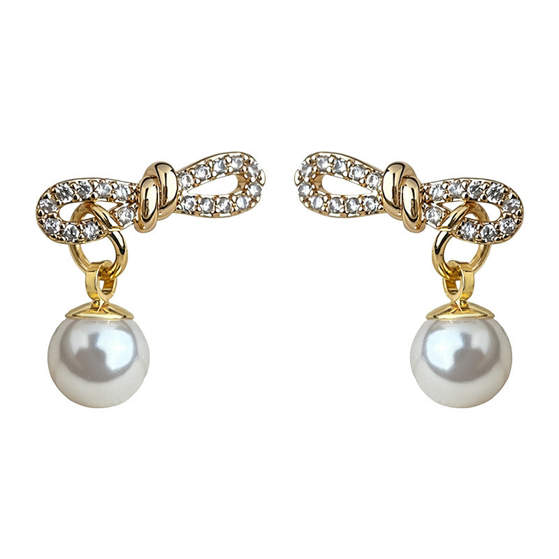 Sense Micro Inlaid Zircon Bends Hitches Geometric Stud Earrings