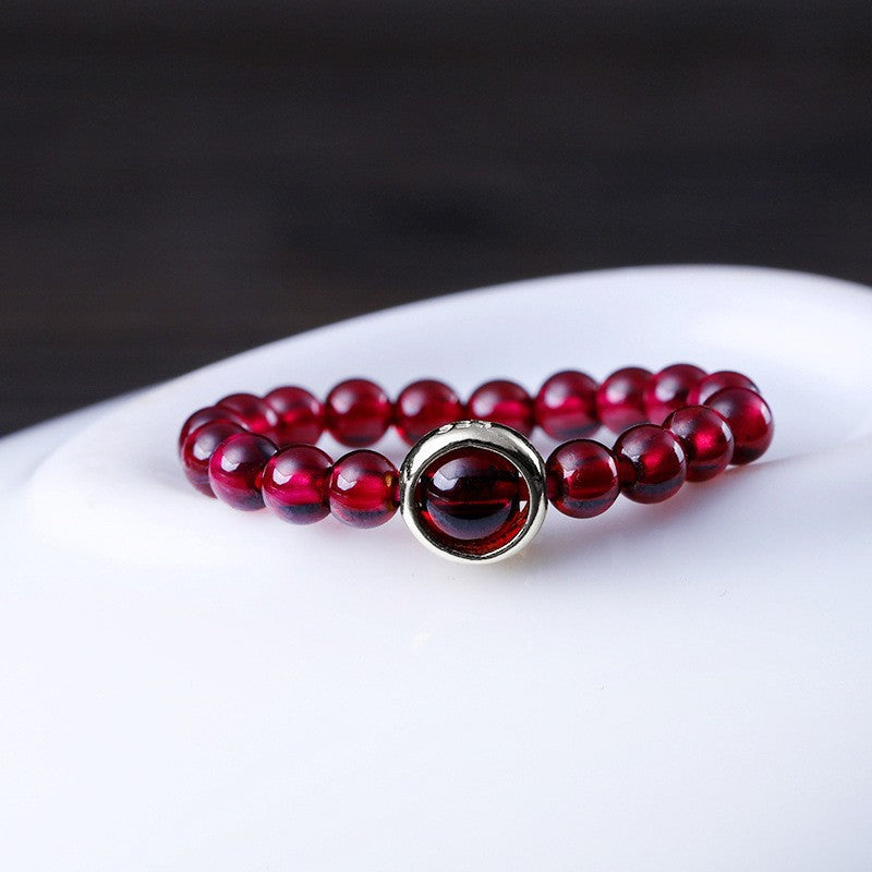 Sier Niche Natural Crystal Female Retro Rings