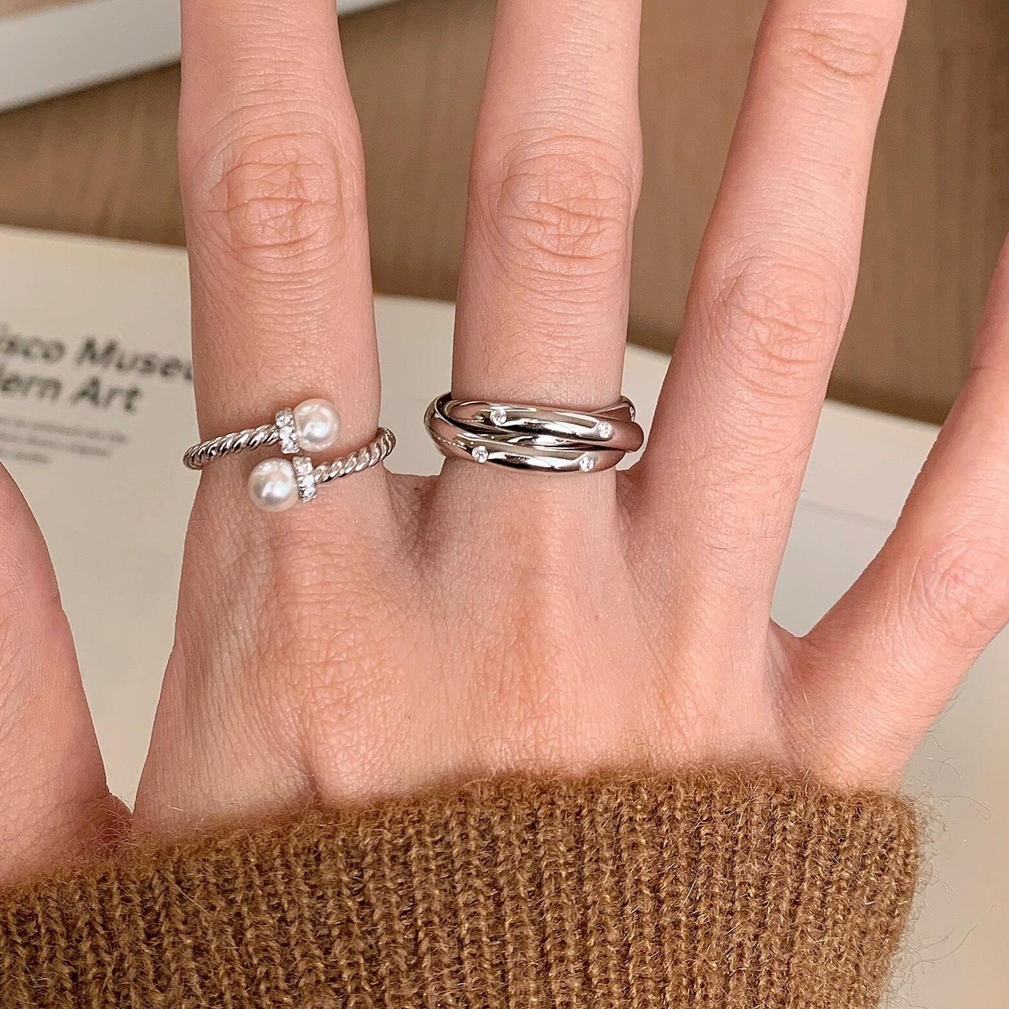 Style Winding Trinity High-grade Simple Twin Rings