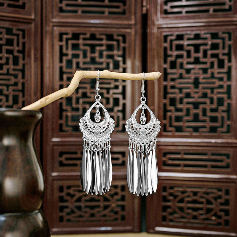 Imitation Miao Sier Ethnic Style Peacock Earrings