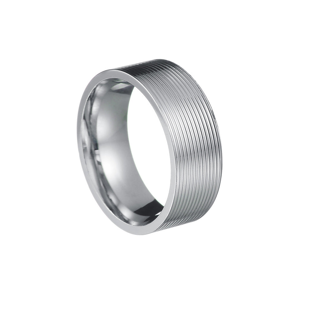 Men's Ornament Threaded Titanium Steel Vacuum Electroplating Rings