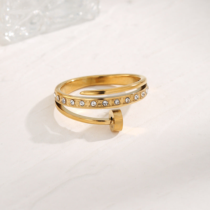 Titanium Steel Female Geometric Design Popular Rings