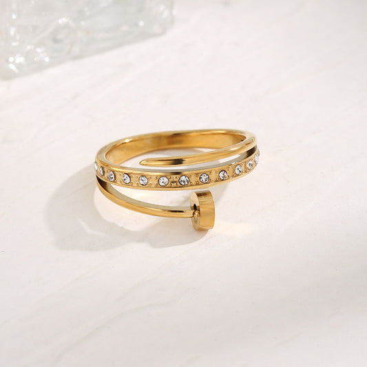 Titanium Steel Female Geometric Design Popular Rings