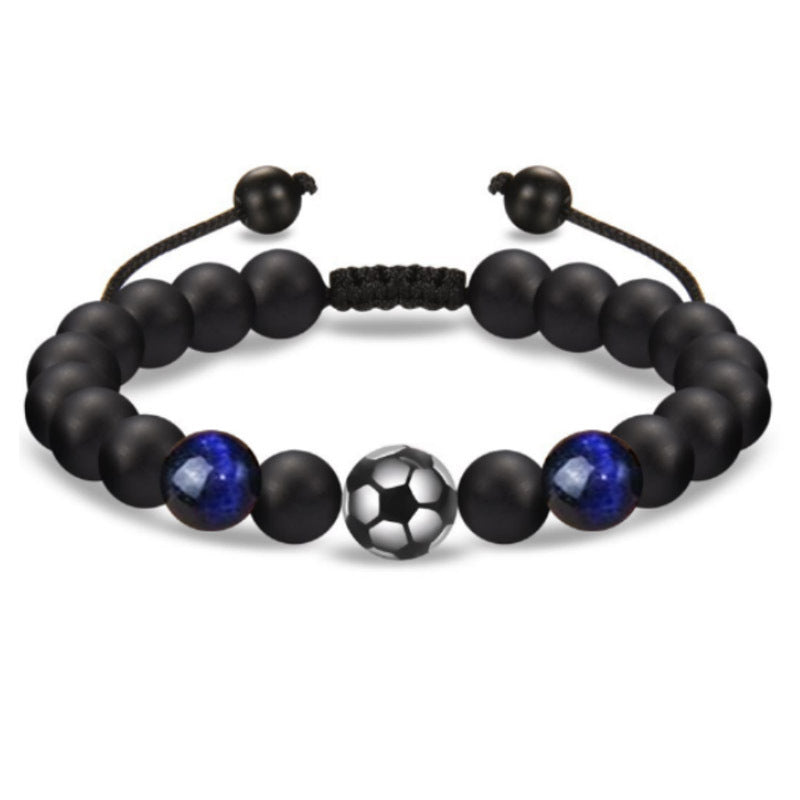 Men's Black Silk Frosted Woven Football Fashion Tigereye Bracelets