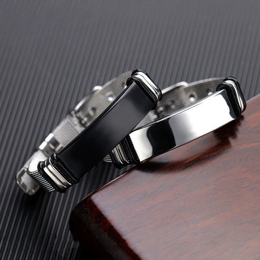 Fashion Simple Leather Cord Personalized Stainless Steel Ties Bracelet