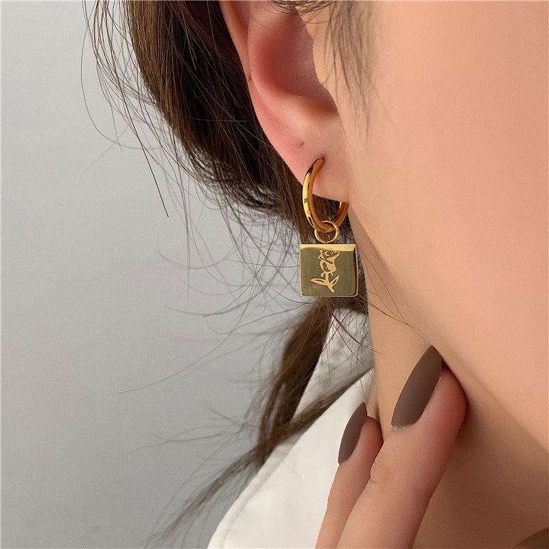 Affordable Luxury Fashion Personality Square Rose Earrings