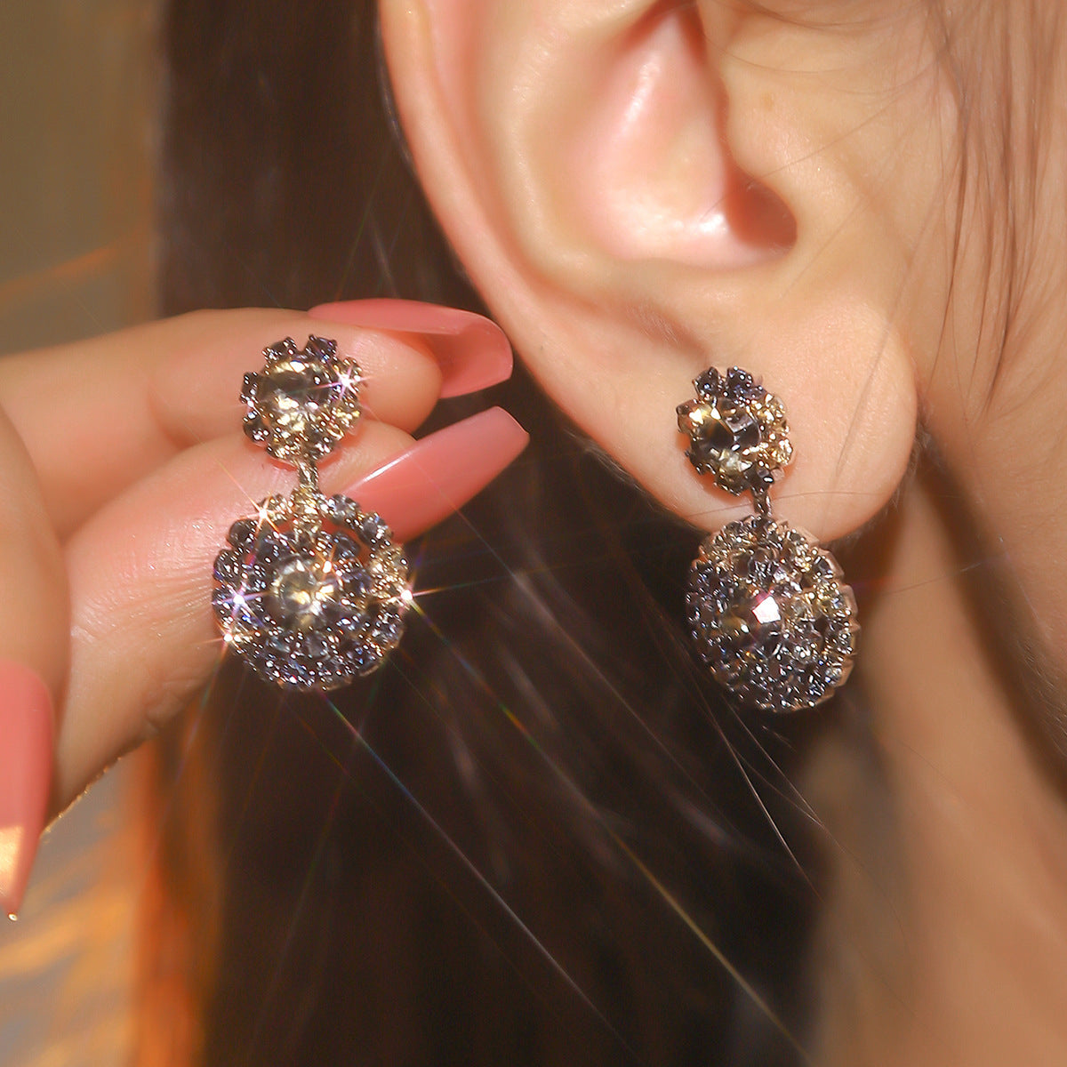 Rhinestone Snowflake Affordable Luxury Style Fashion Earrings